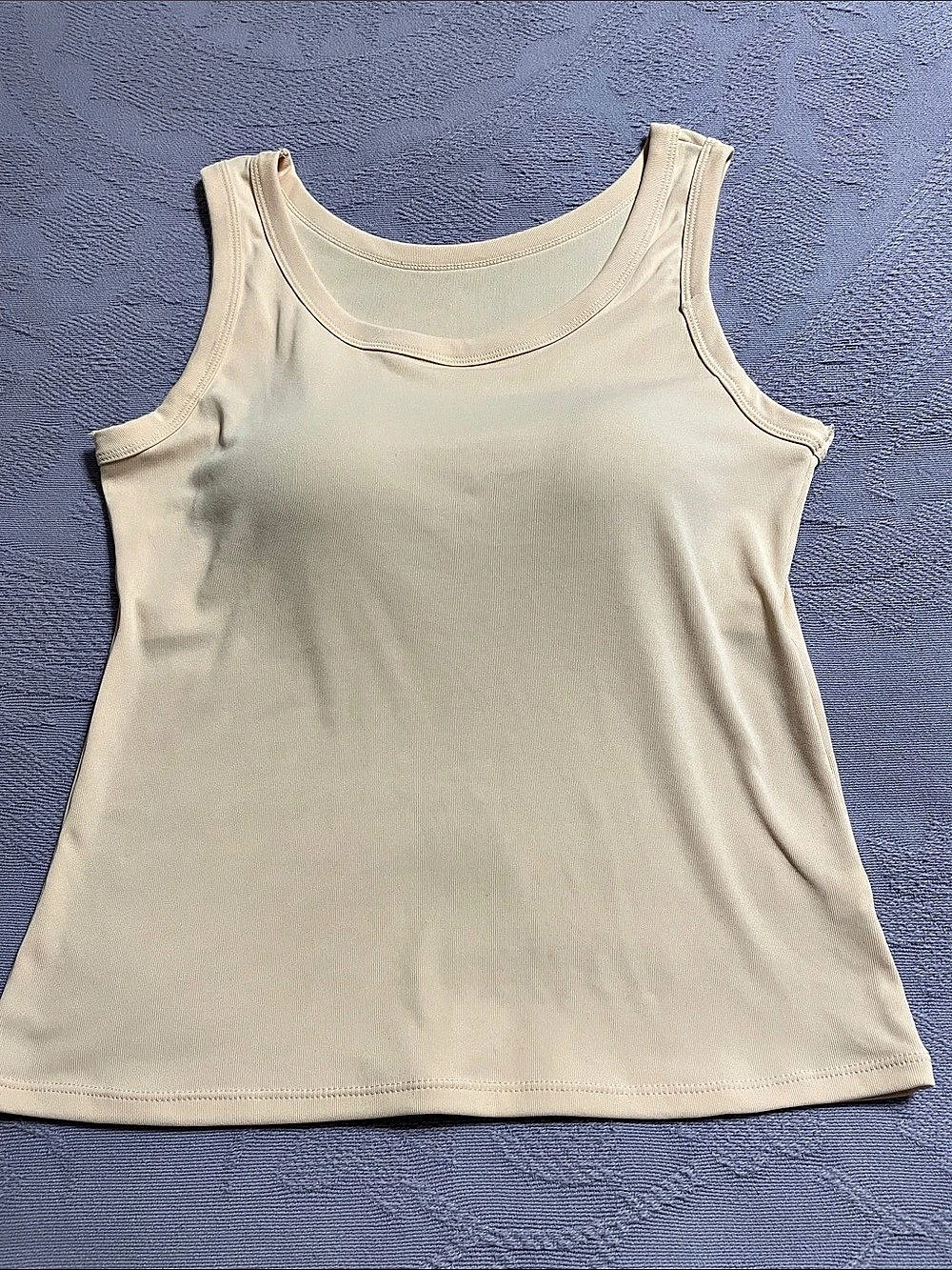 Uniqlo AIRism Bra Top Ribbed Tank Beige Large